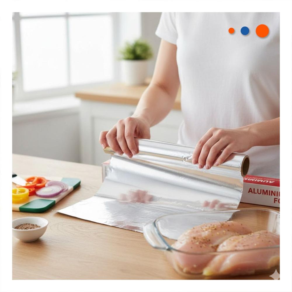 Papel Reflectante Plateado 5m 30cm Para Preparar Alimentos En Casa Y Papel Regalo