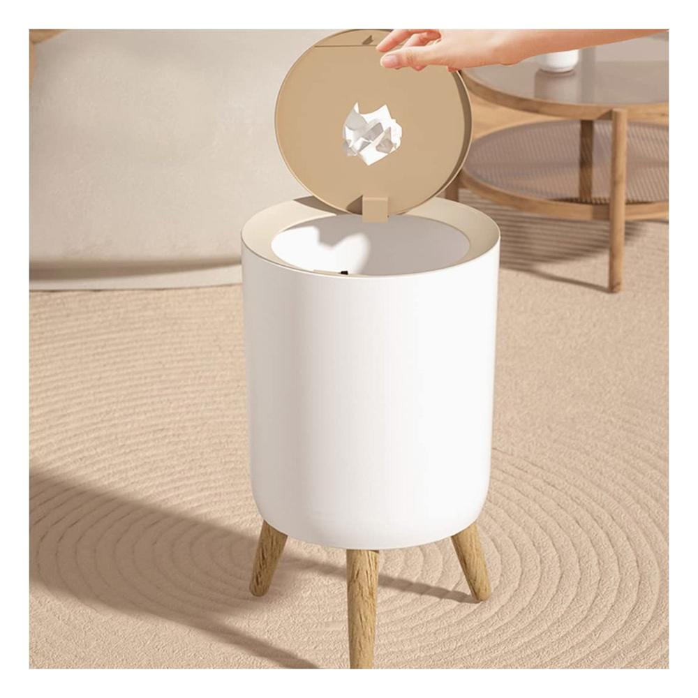 Contenedor Funcional de Basura con Tapa Push y Patitas para Espacios Comunes Y notas