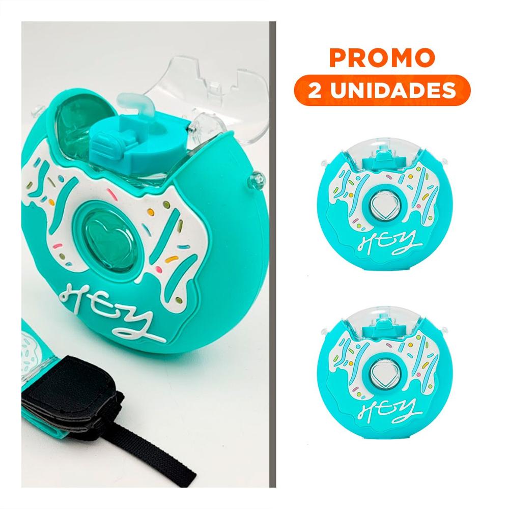 Pack2 Botella Practica Celeste 14x5cm Para Agua Y Refrescos En Casa Y Regalo Sticker
