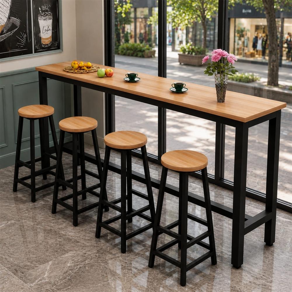 Juego Comedor Bar Rivendell Haya Negro con Mesa y Bancas Coricha Home