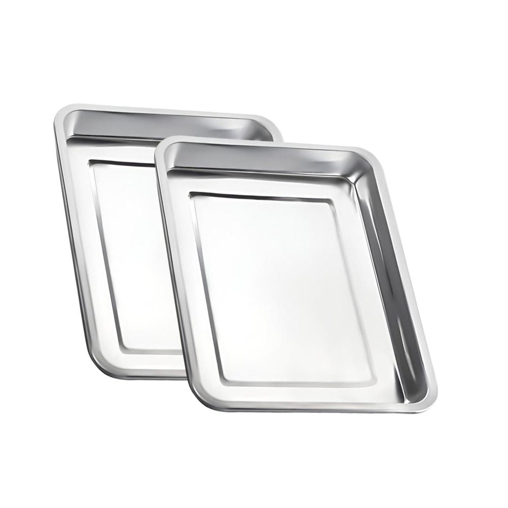 Bandeja De Acero Inoxidable Rectangular Para Cocina Y Mesa Plateado 50x35x2cm YRegalo Sticker