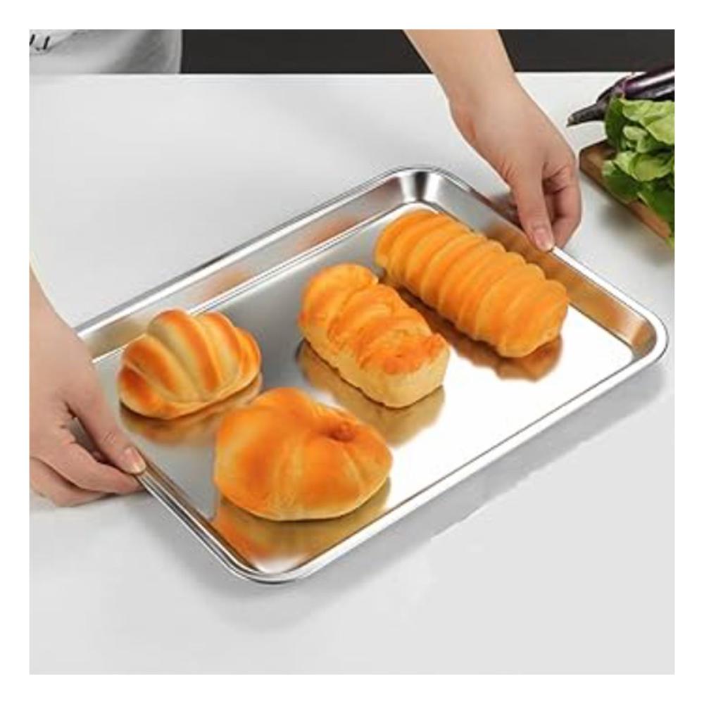 Base rectangular de acero plateada para uso en cocina y decoracion del hogar Y notas