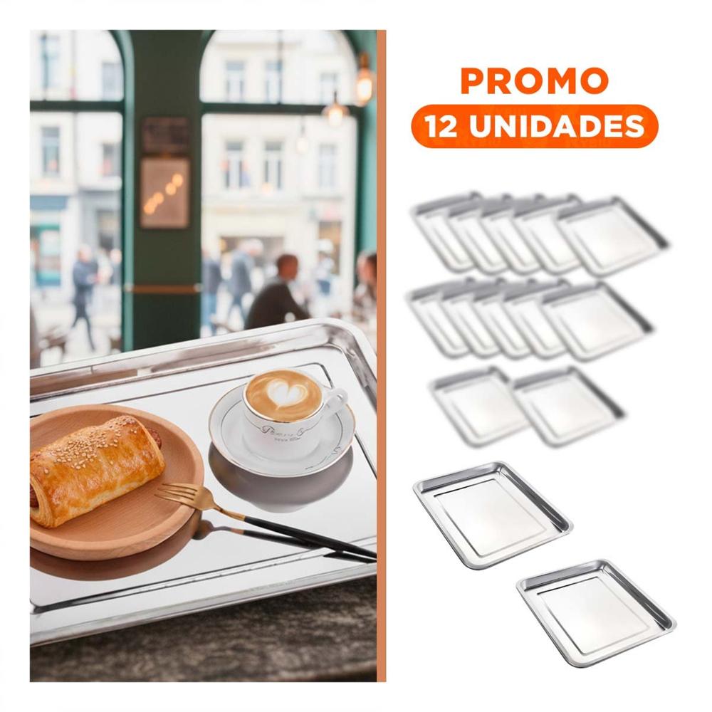 Pack12 Base Practica de Acero Para Cocina Hogar y Decoracion Plateada