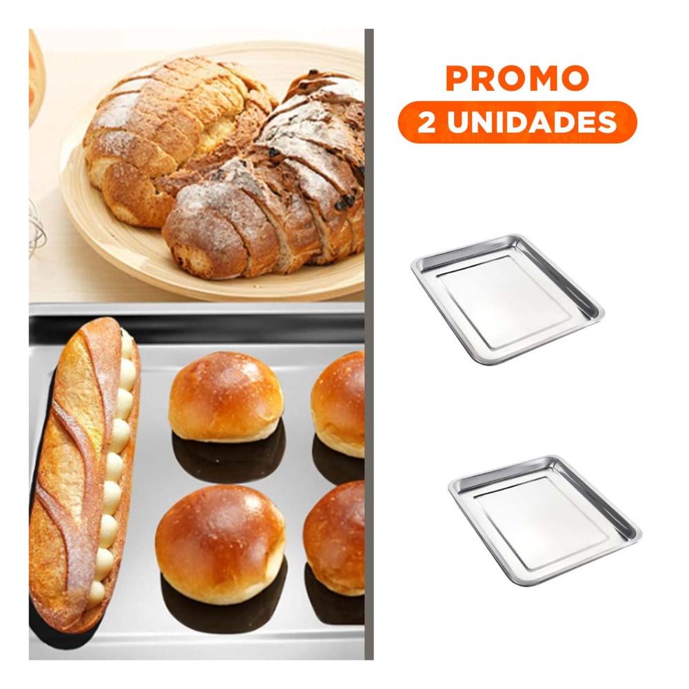 Pack2 Bandeja de acero brillante rectangular para servir aperitivos en casa YRegalo Sticker