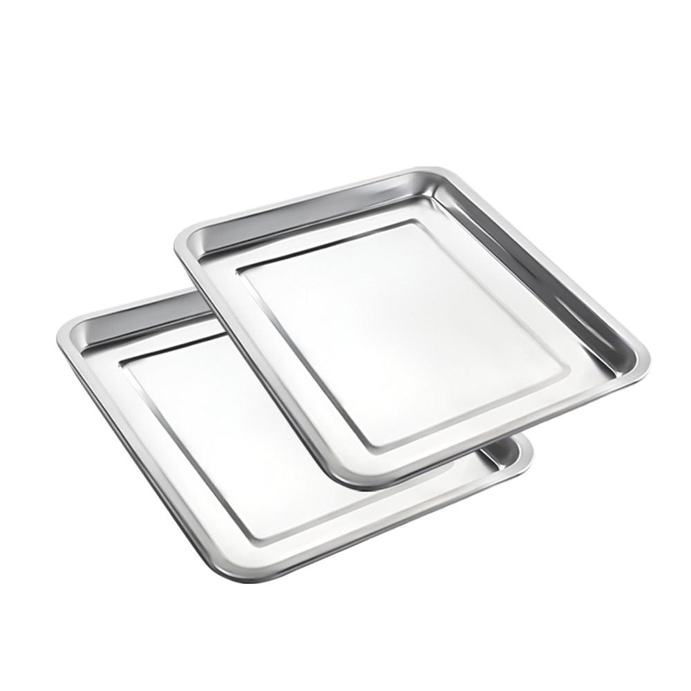 Bandeja resistente rectangular de acero plateado para cocina y uso diario YRegalo Sticker