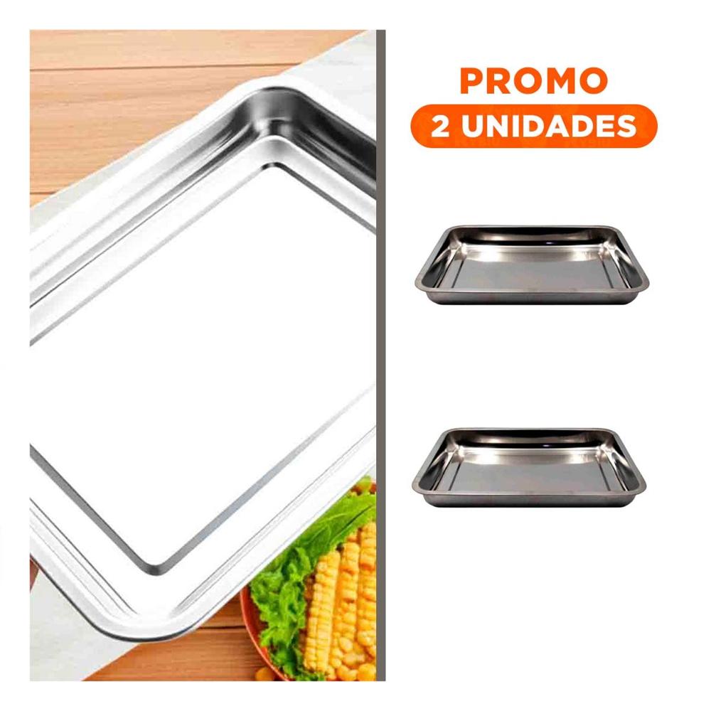 Pack2 Fuente Rectangular De Acero Plateada Para Presentar Comidas Y Postres YRegalo Sticker