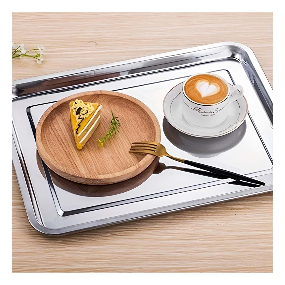 Bandeja grande de acero inoxidable rectangular para servir en casa y fiestas YPapel Regalo