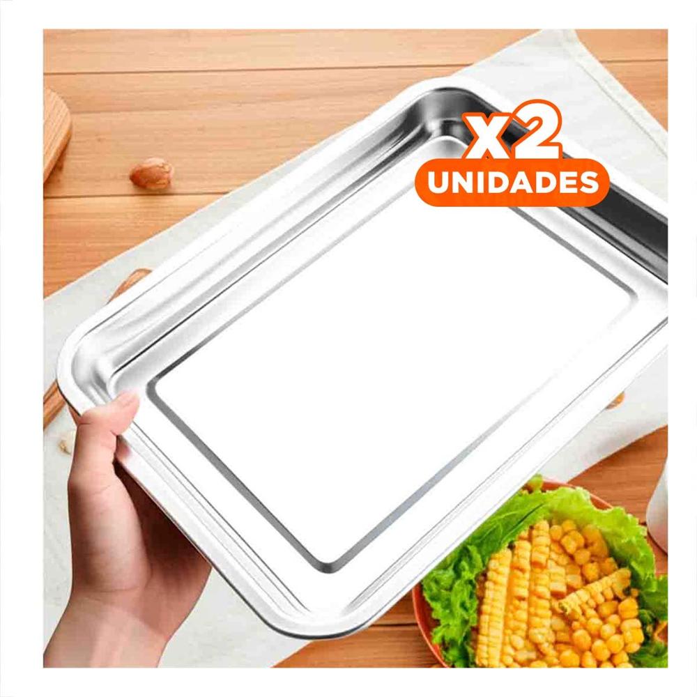 Pack2 Rejilla Rectangular De Acero Plateada Para Servir Snacks En Reuniones YPapel Regalo