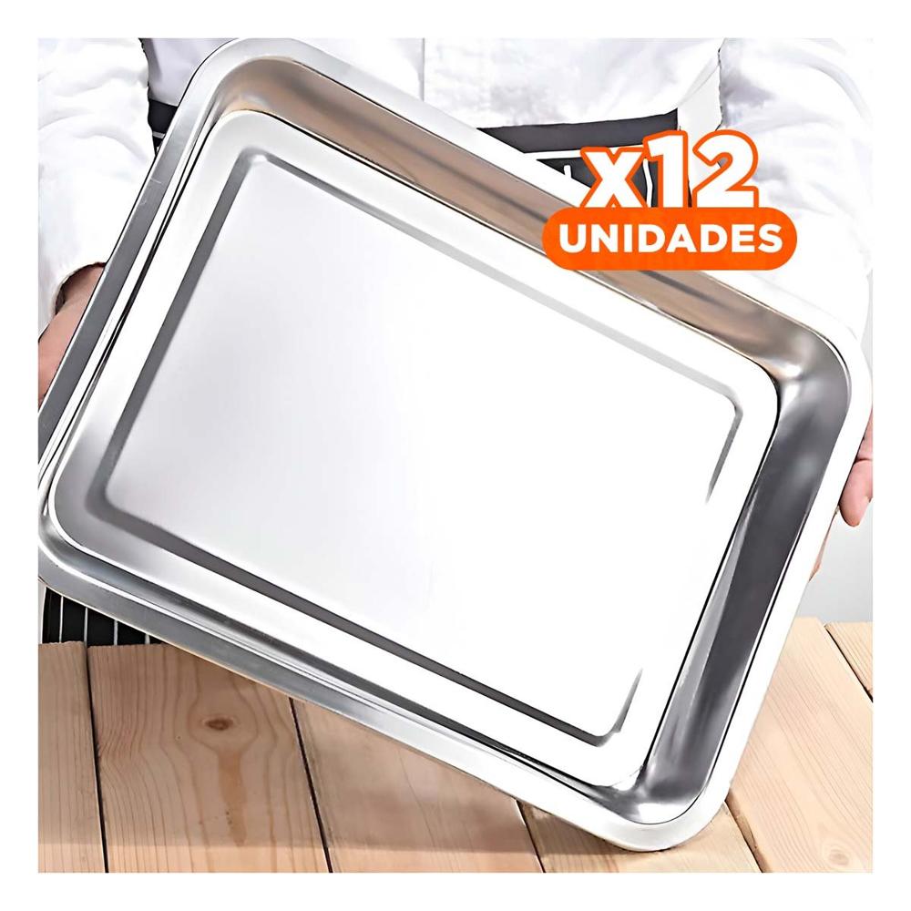 Pack12 Soporte grande rectangular de acero plateado para cocina y hogar YRegalo Sticker