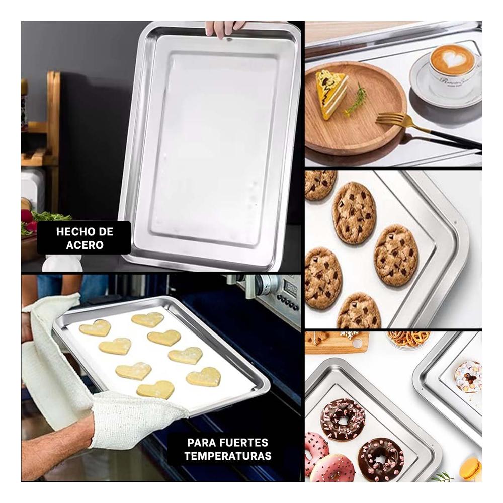 Charola Rectangular De Acero Para Cocina Hogar Y Servicio Plateado 60x40x2cm YLigas Regalo
