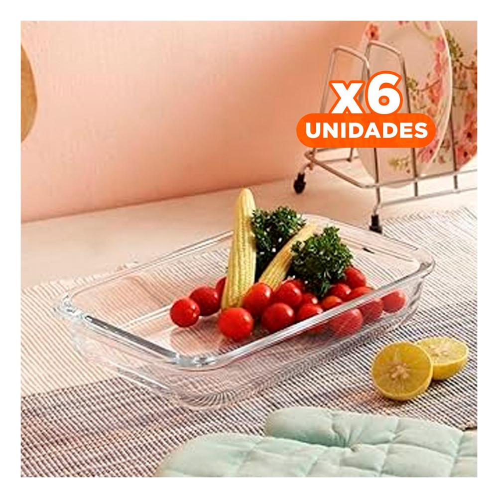 Pack6 Pieza rectangular de vidrio 40x24x72 cm transparente para preparar recetas