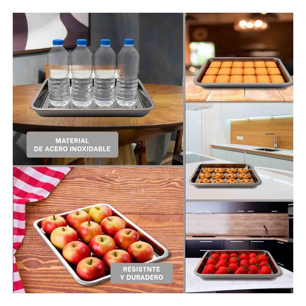 Base Rectangular De Acero Plateado Para Presentar Platos En Hogar Y Fiestas YLigas Regalo