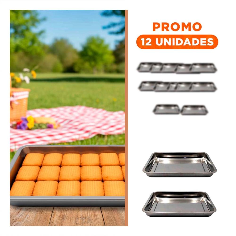 Pack12 Rejilla De Acero Rectangular Plateada Para Organizar Alimentos Y Snacks