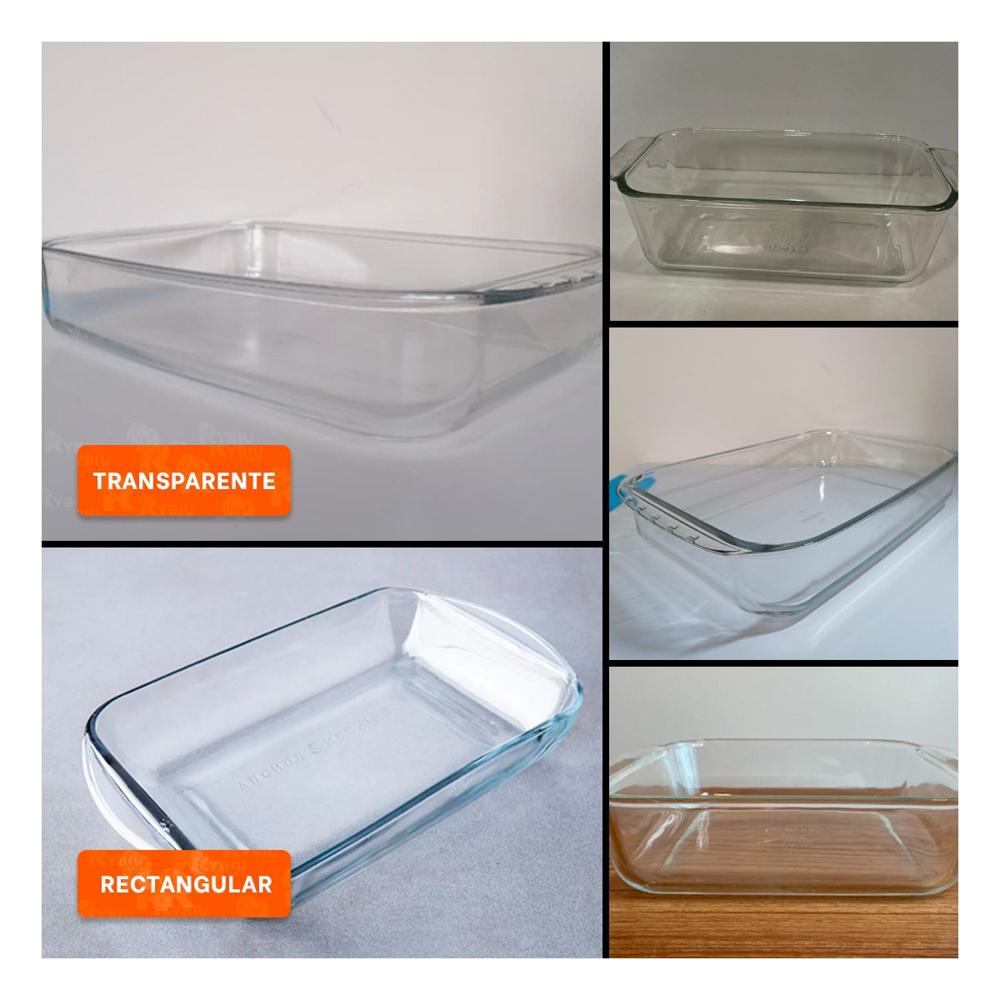Charola rectangular de vidrio 40x24x72 cm transparente para servir en casa Y Ligas Regalo