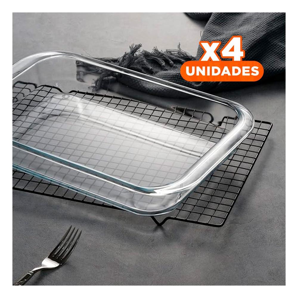 Pack4 Accesorio rectangular de vidrio 40x24x72 cm transparente para cocina Y Papel Regalo