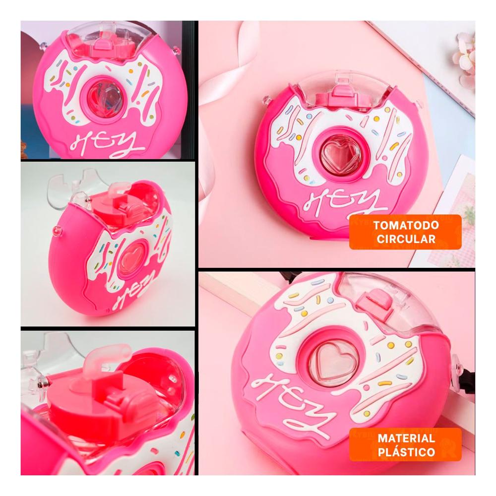 Vaso Circular Para Agua Fucsia 14x5cm Compacto Y Duradero Y Ligas Regalo