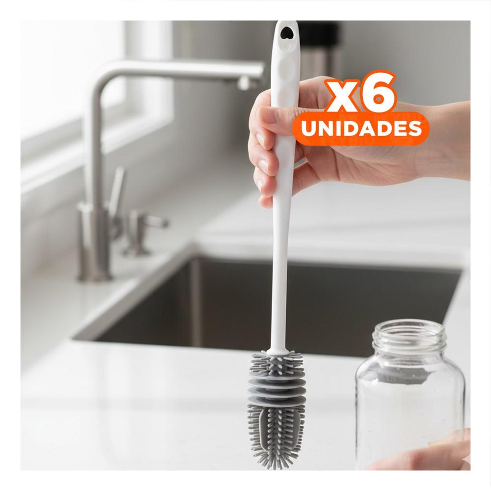 Pack6 Brocha Flexible de Silicona Blanca para Botellas en Hogar Y Papel Regalo