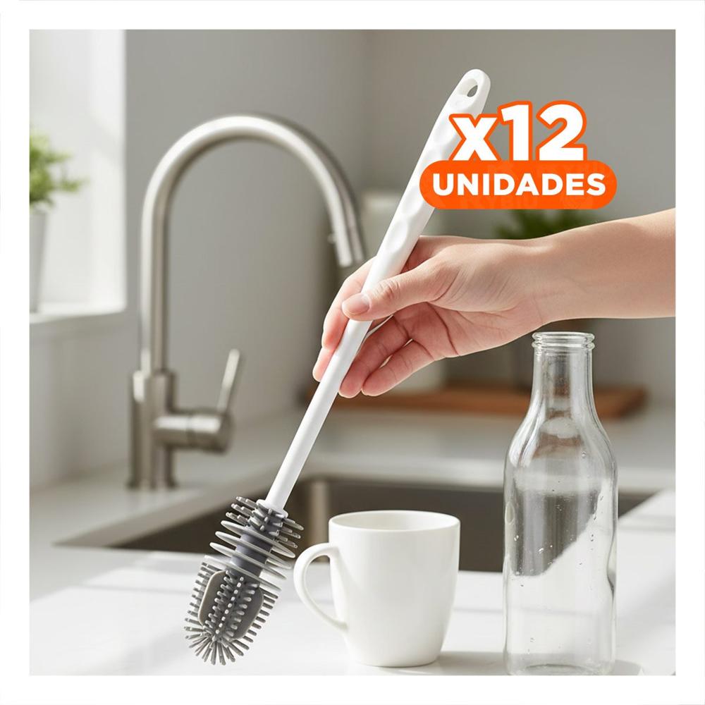 Pack12 Utensilio Flexible de Silicona Blanco para Botellas en Cocina Y Regalo Sticker