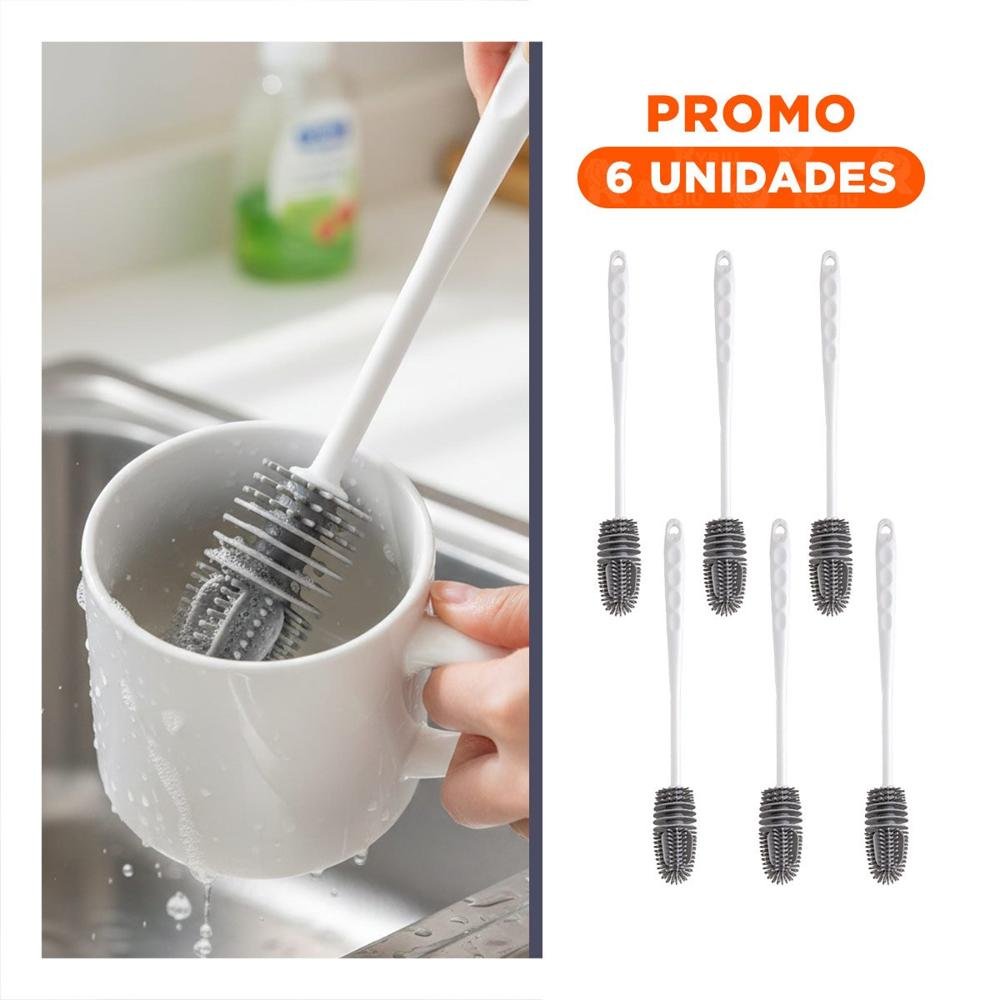 Pack6 Limpiador Flexible de Silicona Blanco para Botellas en Cocina Y Regalo Sticker