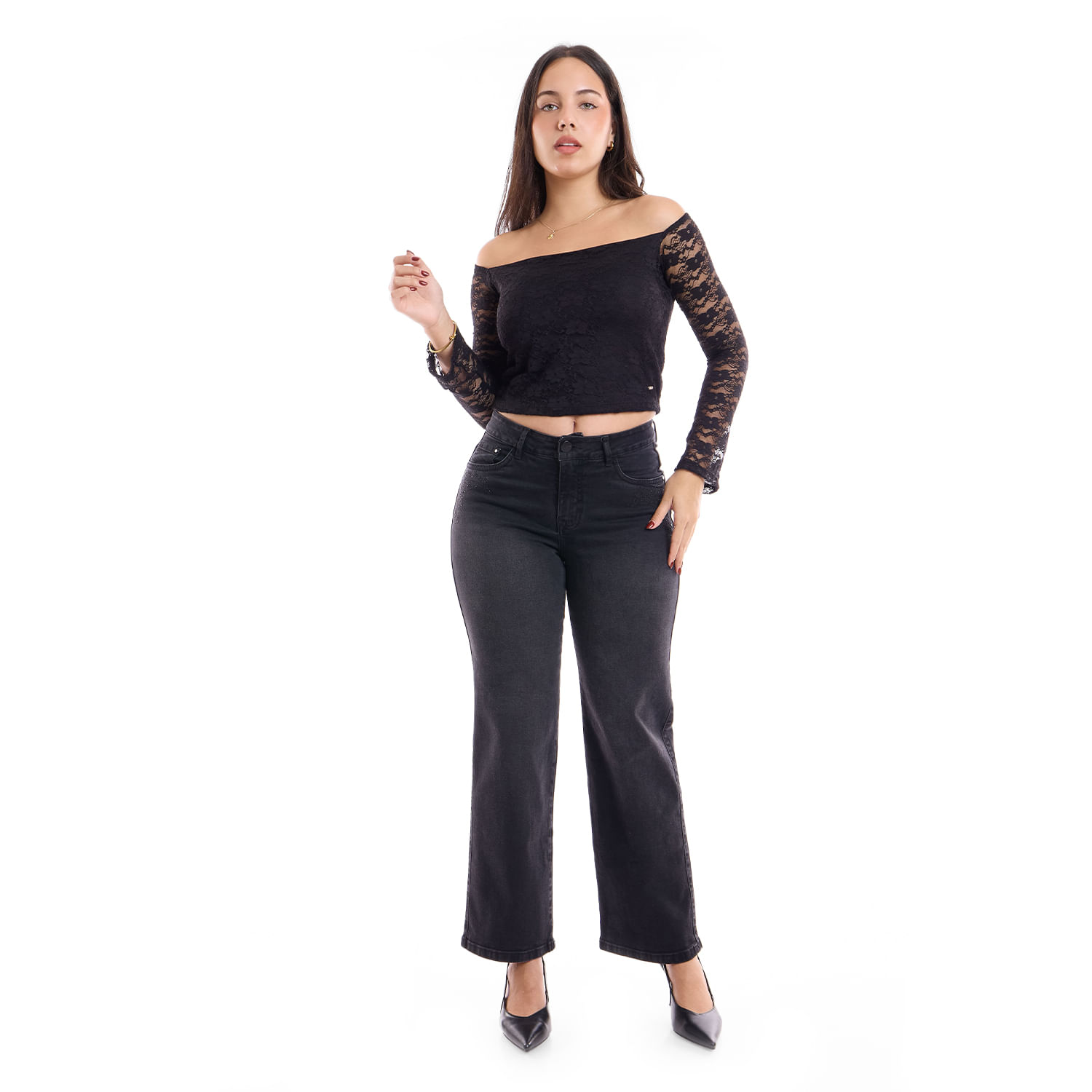 Jean Mujer Guadalupe Metal Straight Grafito 30