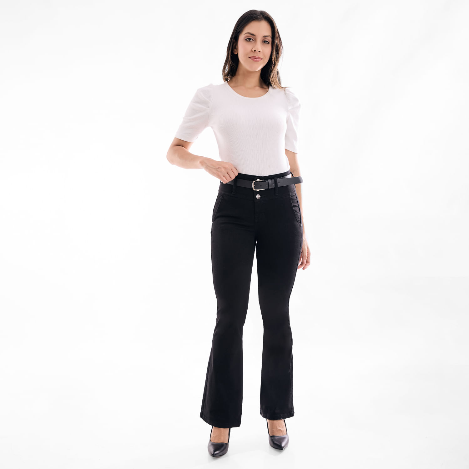 Pantalón Mujer Sheyla Metal Flare Negro 32