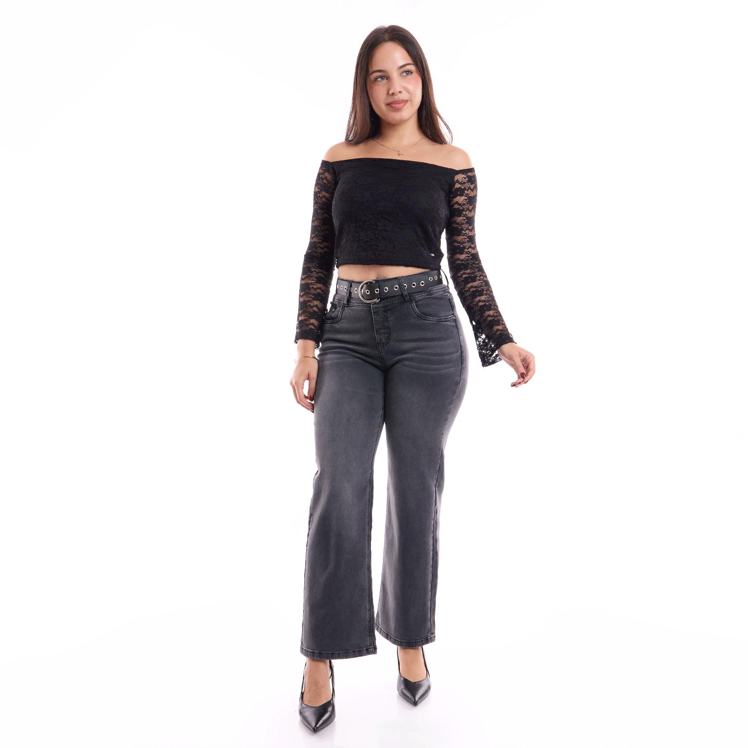 Jean Mujer Estefania Metal Straight Plomo 30