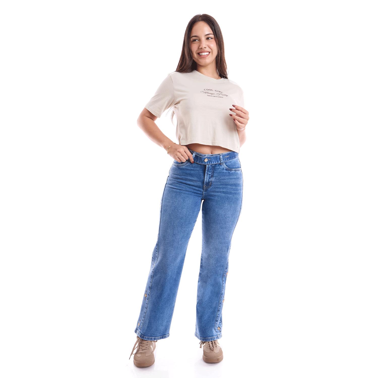 Jean Mujer Carolina Metal Straight Azul Acero 30
