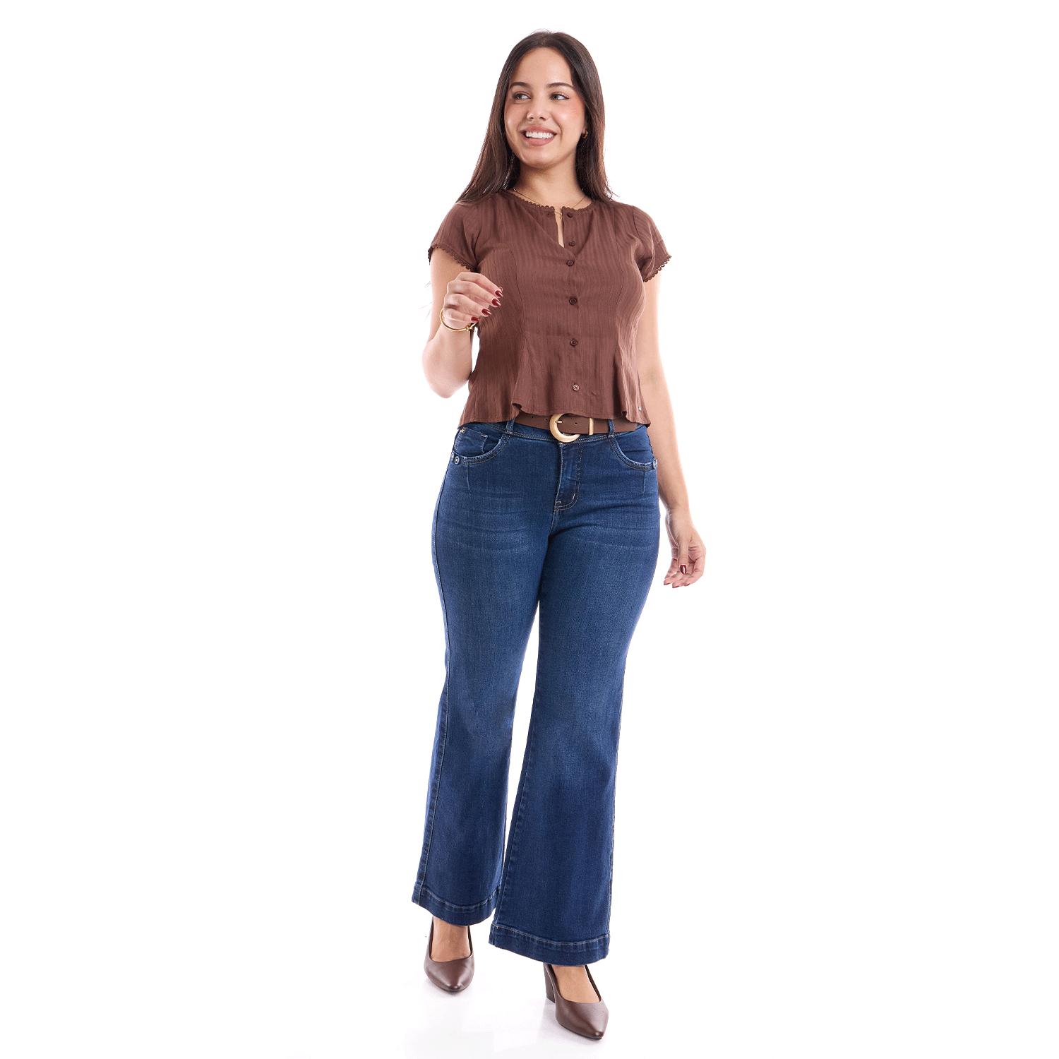 Jean Mujer Angelina Metal Wide Leg Azul 32