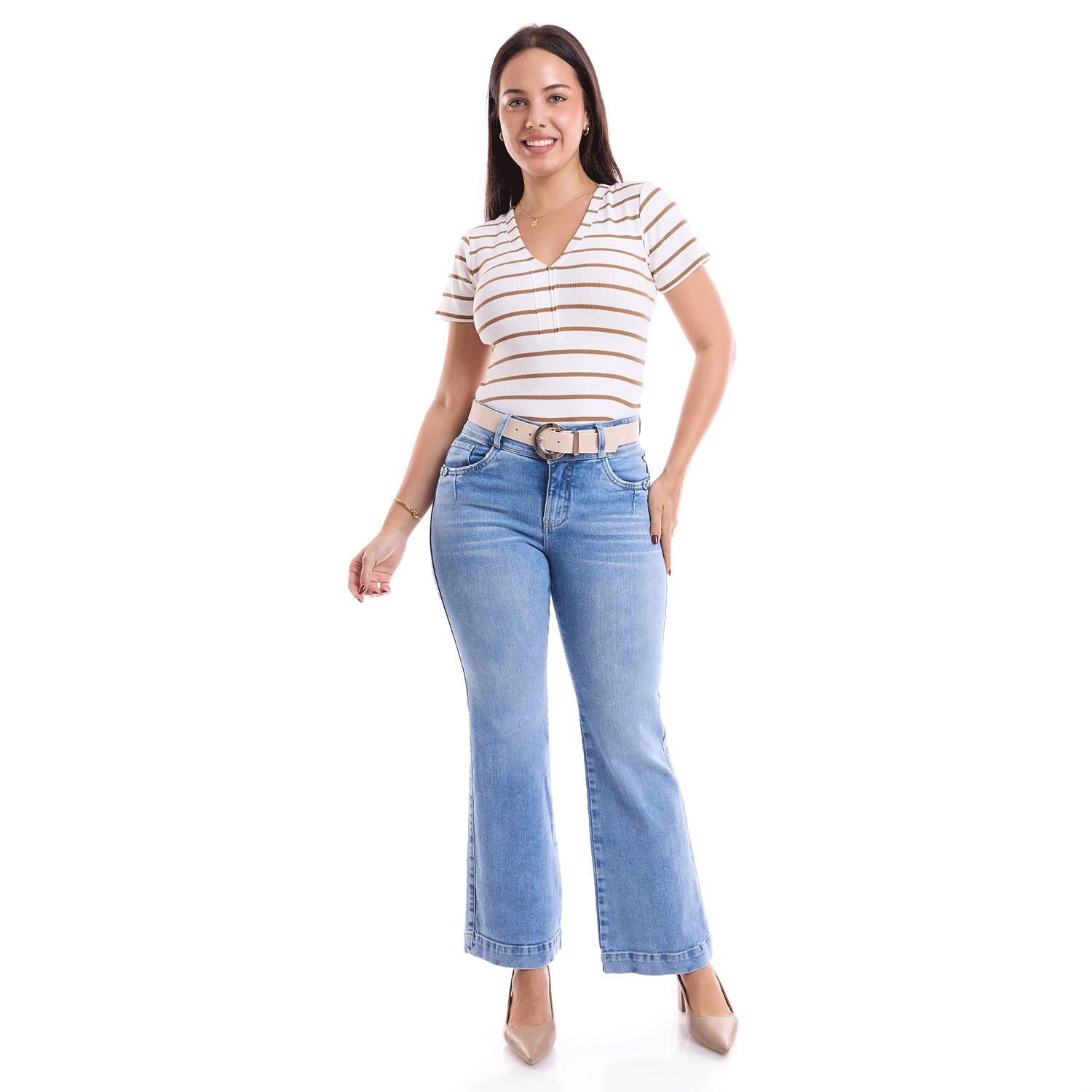 Jean Mujer Angelina Metal Wide Leg Celeste Cielo 32