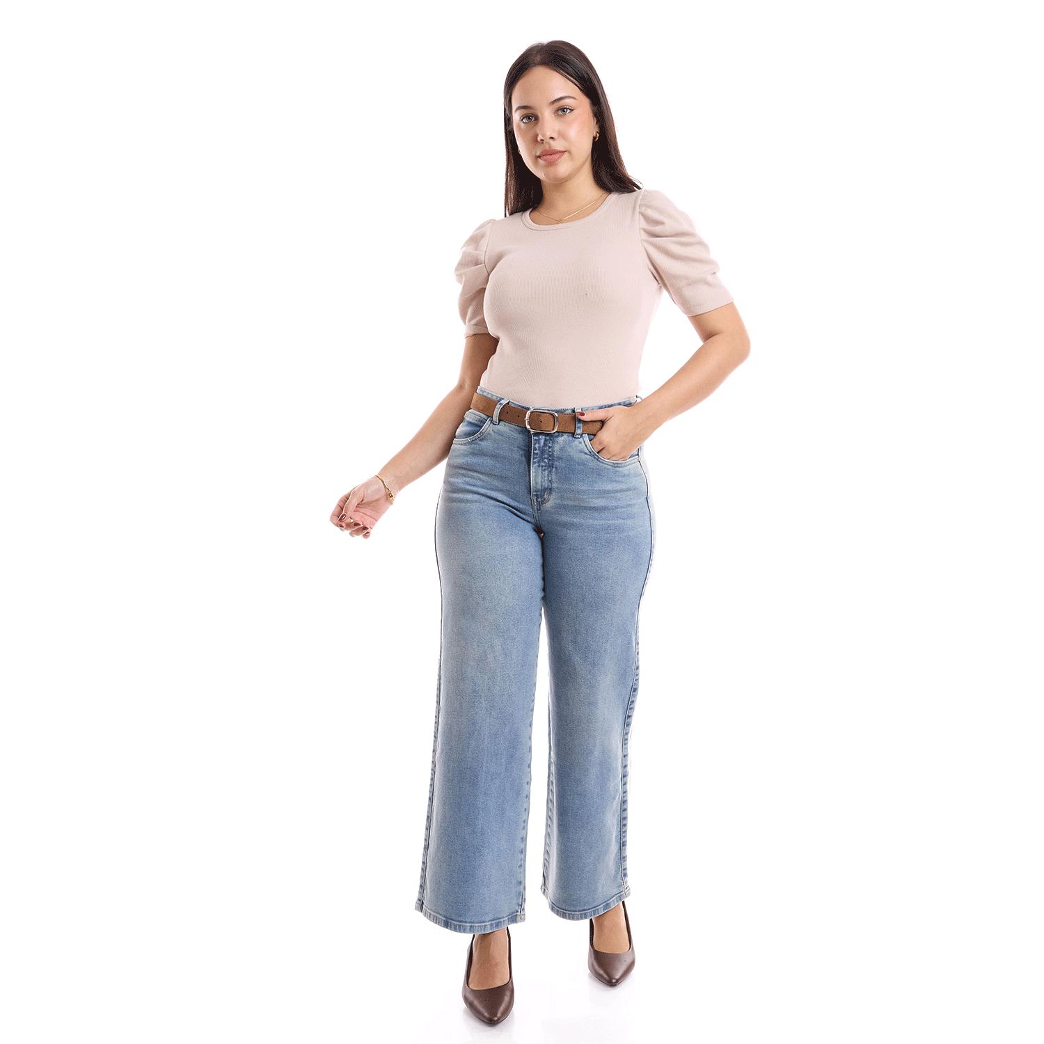 Jean Mujer Asturia Metal Wide Leg Celeste Bebé 28