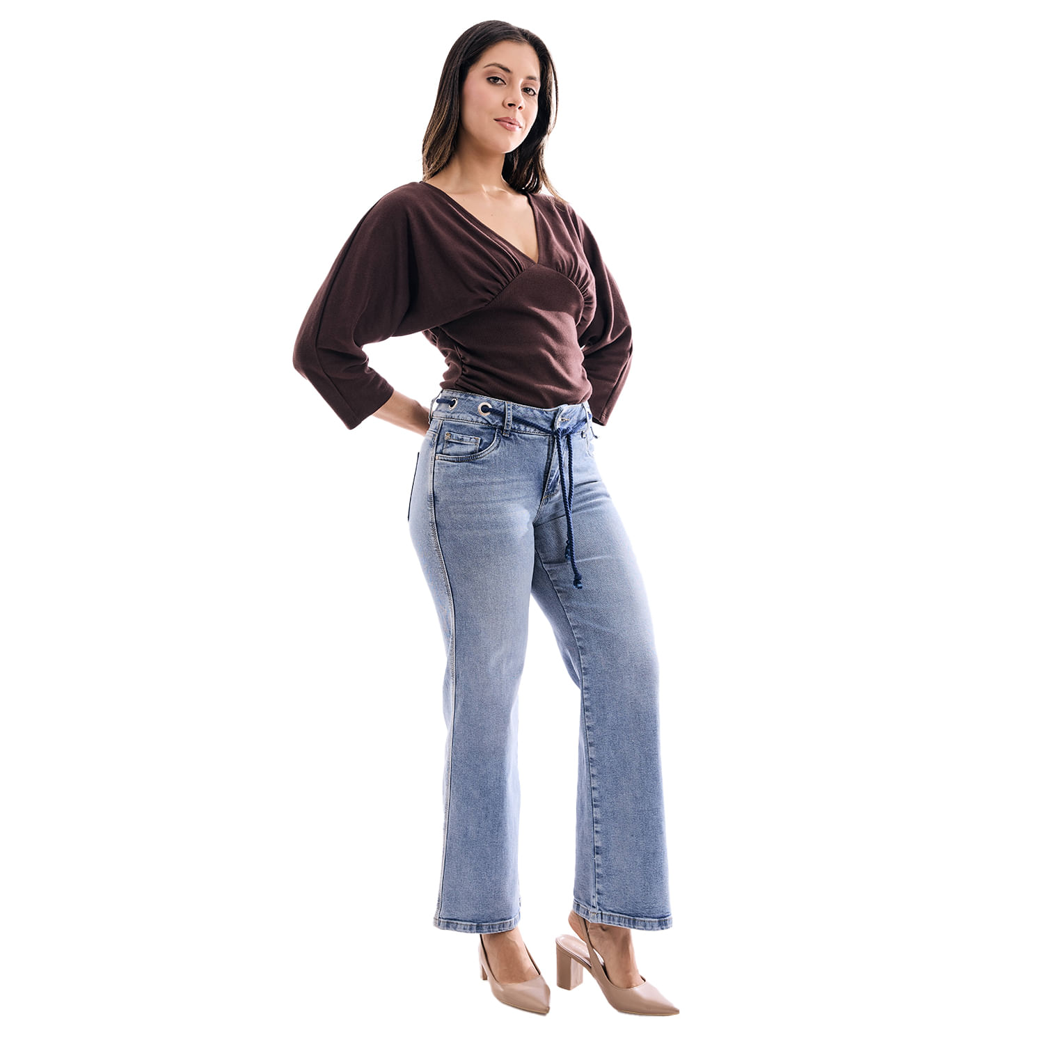 Jean Mujer Keyla Metal Wide Leg Celeste Cielo 30