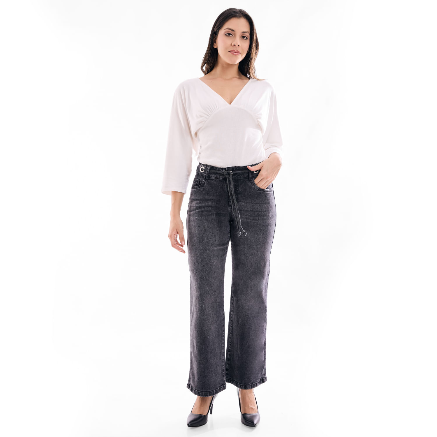 Jean Mujer Keyla Metal Wide Leg Plomo 28