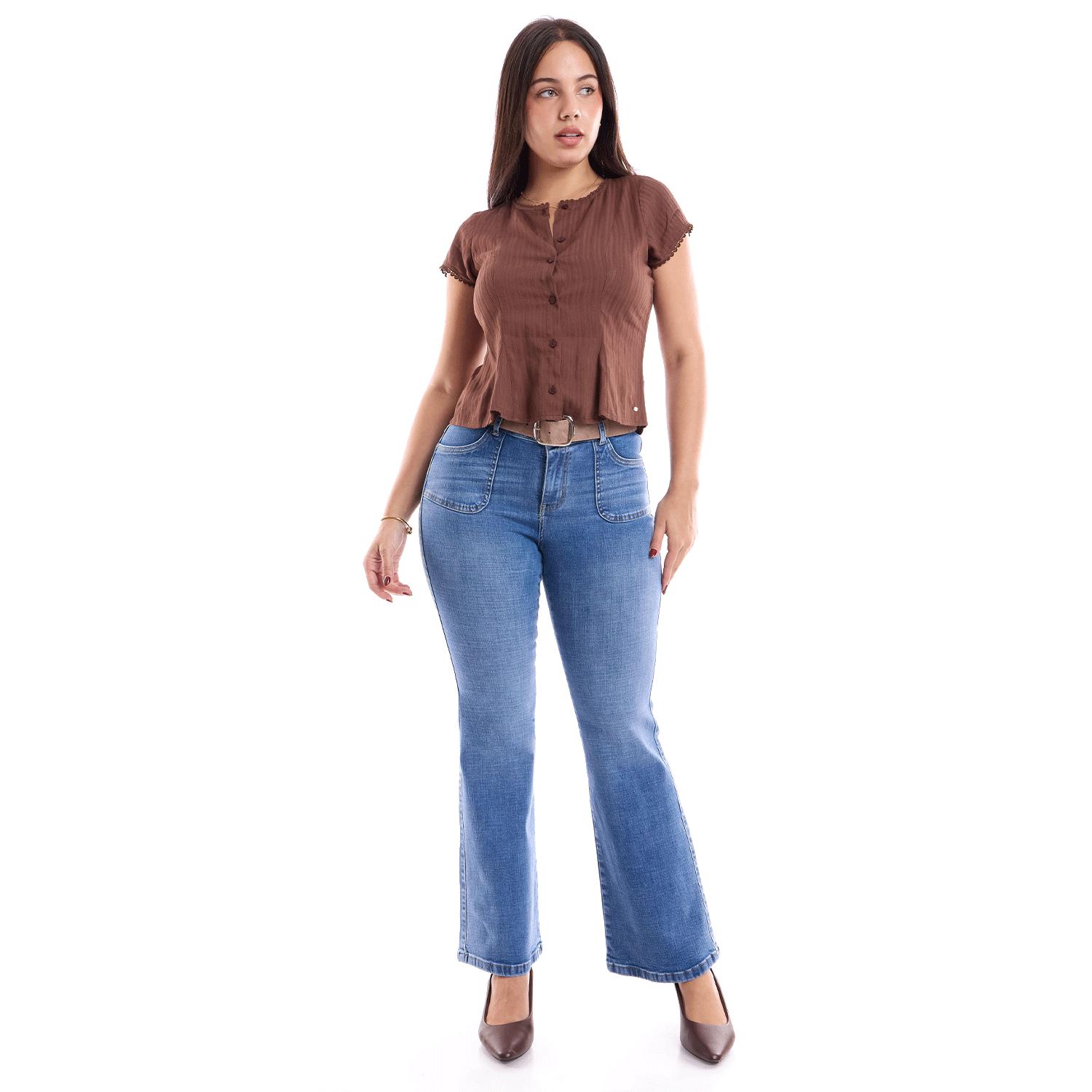Jean Mujer Africa Metal Flare Azul Claro 32