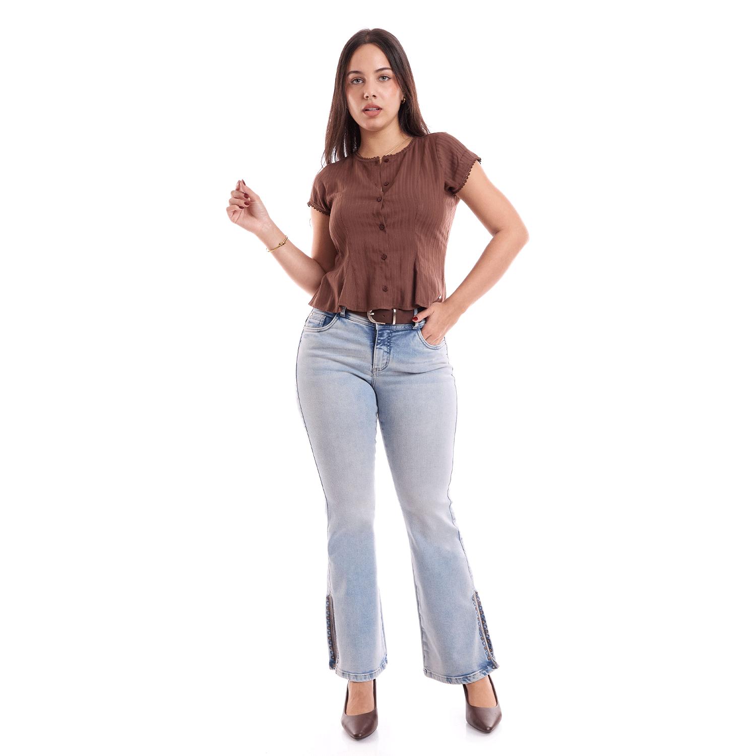 Jean Mujer Emilia Metal Flare Celeste Bebé 30