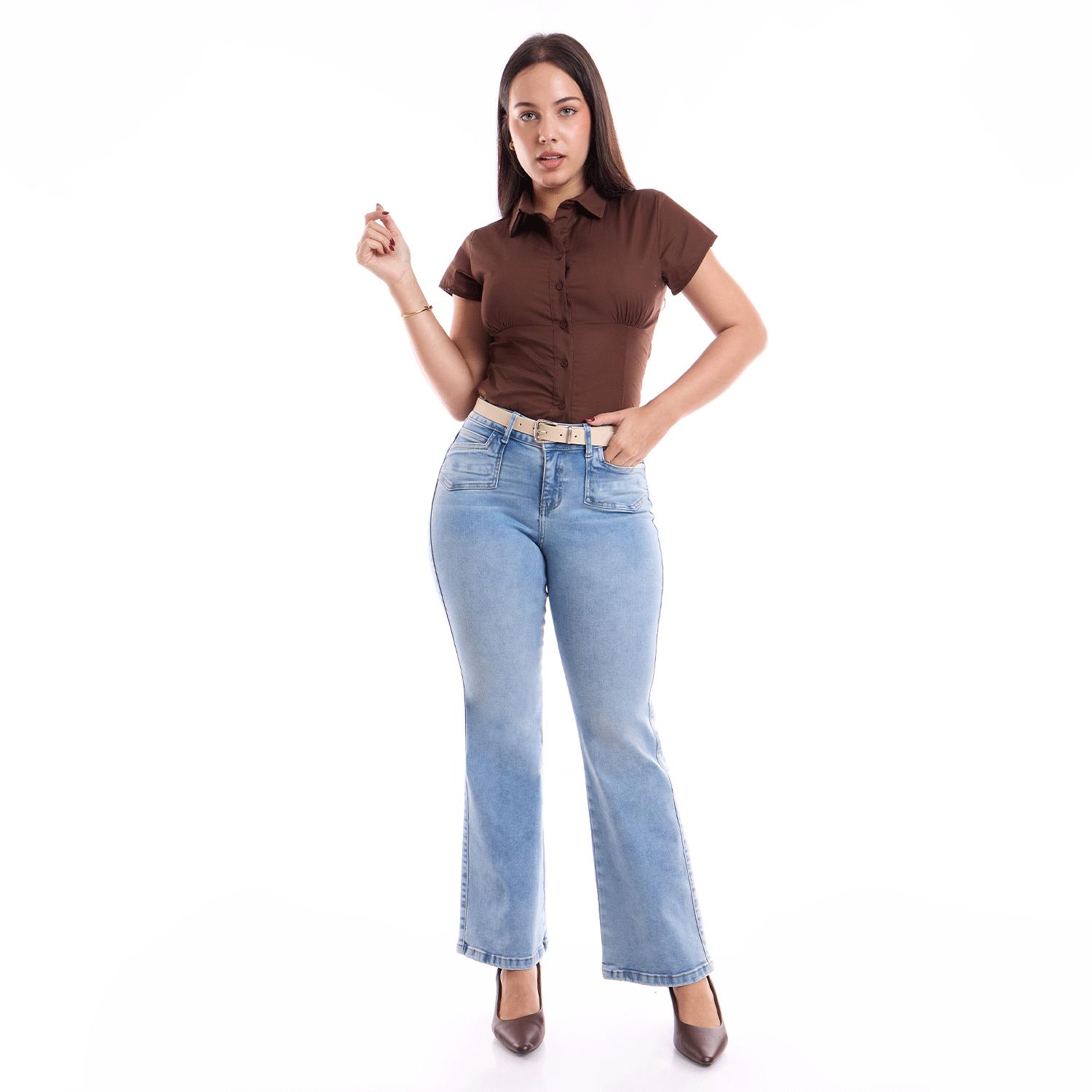 Jean Mujer Lira Metal Flare Celeste Cielo 30