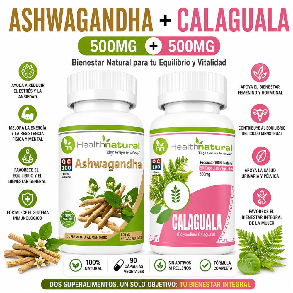 ASHWAGANDHA HEALTHNATURAL 500MG Y CALAGUALA HEALTHNATURAL 500MG