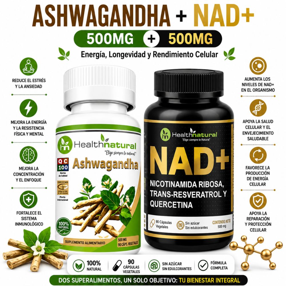 ASHWAGANDHA HEALTHNATURAL 500MG Y NAD HEALTHNATURAL 500MG