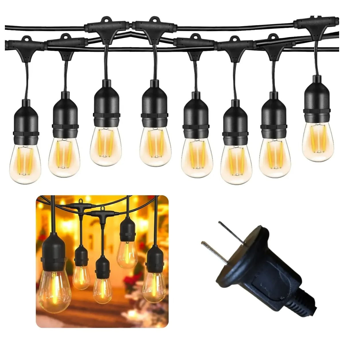 LUCES GUIRNALDAS DE 10MTRS CON 20 FOCOS CON ENCHUFE PARA EXTERIORES BALCON TERRAZAS JARDIN FIESTA