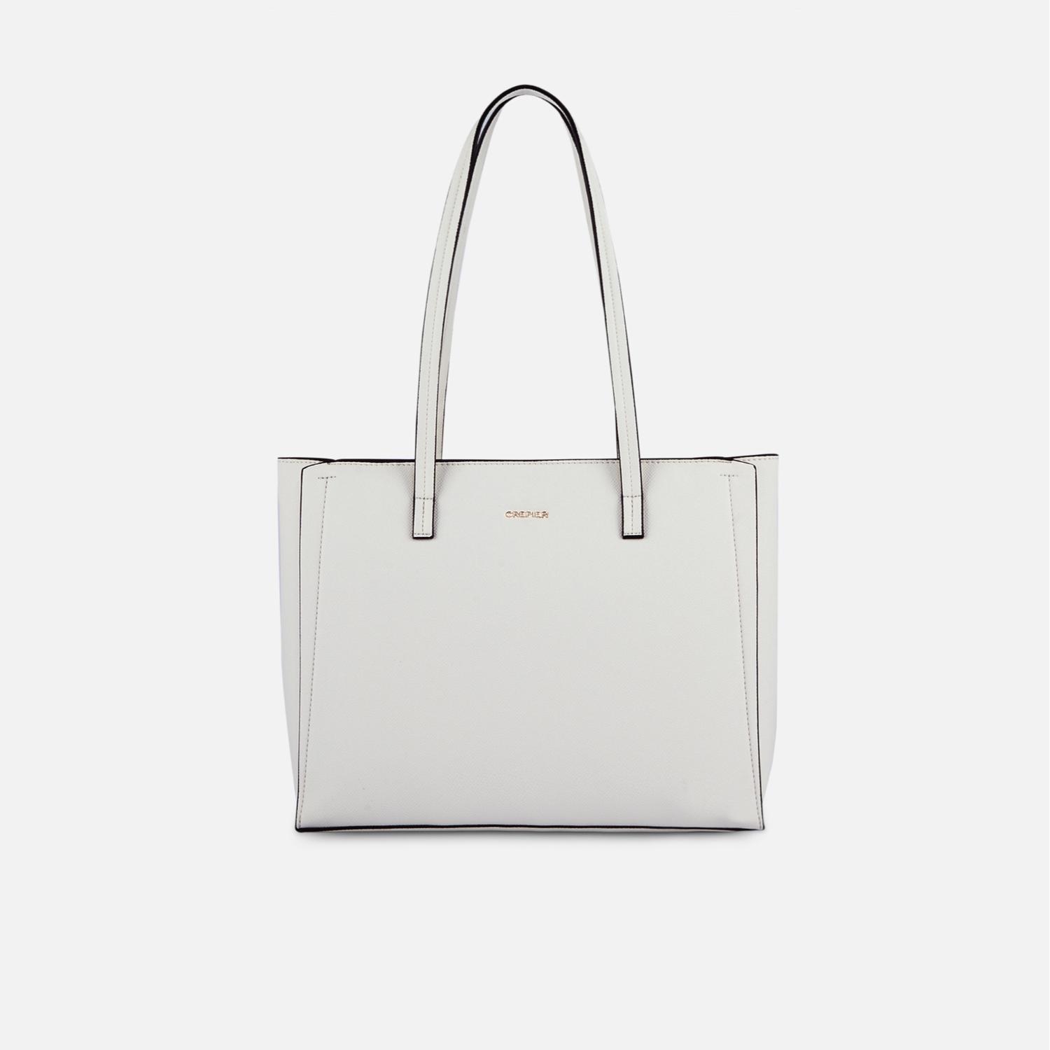 Bolso Tote Crepier Priscila Grande Hueso