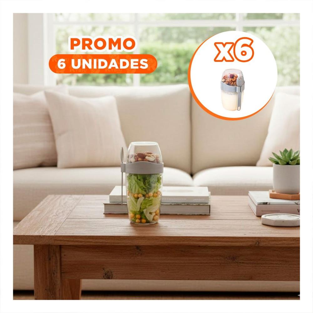 Pack6 Contenedor Yogurero Plomo con Cuchara Integrada Facil de Transportar YPapel Regalo
