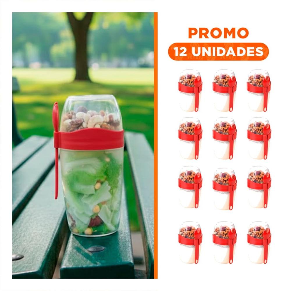 Pack12 Vaso Yogur Rojo con Diseno Compacto para Lonchera Saludable