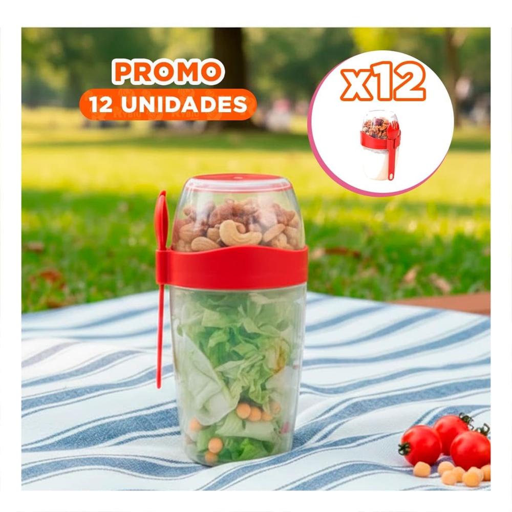 Pack12 Contenedor Yogur Rojo con Tapa Ajustada Facil de Manipular YPapel Regalo
