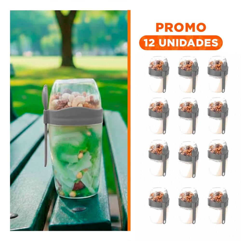 Pack12 Vaso Yogur Plomo con Diseno Compacto para Lonchera Saludable