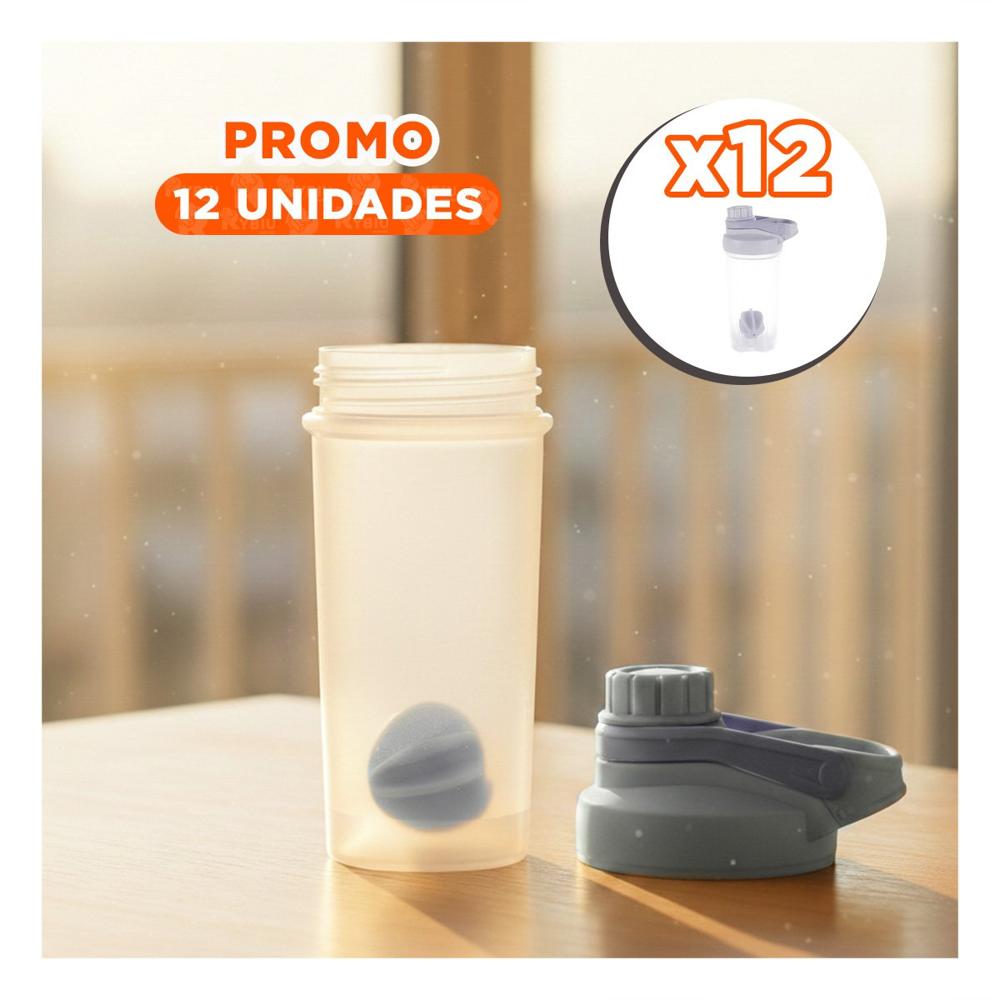 Pack12 Botella Tomatodo Shaker 500ml Plomo para Batidos y Licuados Fitness YPapel Regalo