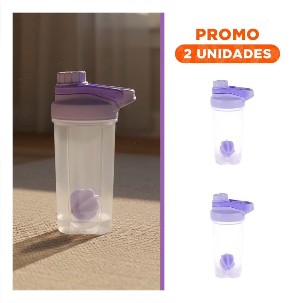 Pack2 Frasco Tomatodo Shaker 500ml Lila para Bebidas y Licuados Hogar YRegalo Sticker