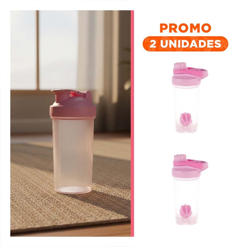 Pack2 Frasco Tomatodo Shaker 500ml Rosado para Bebidas y Licuados Hogar YRegalo Sticker