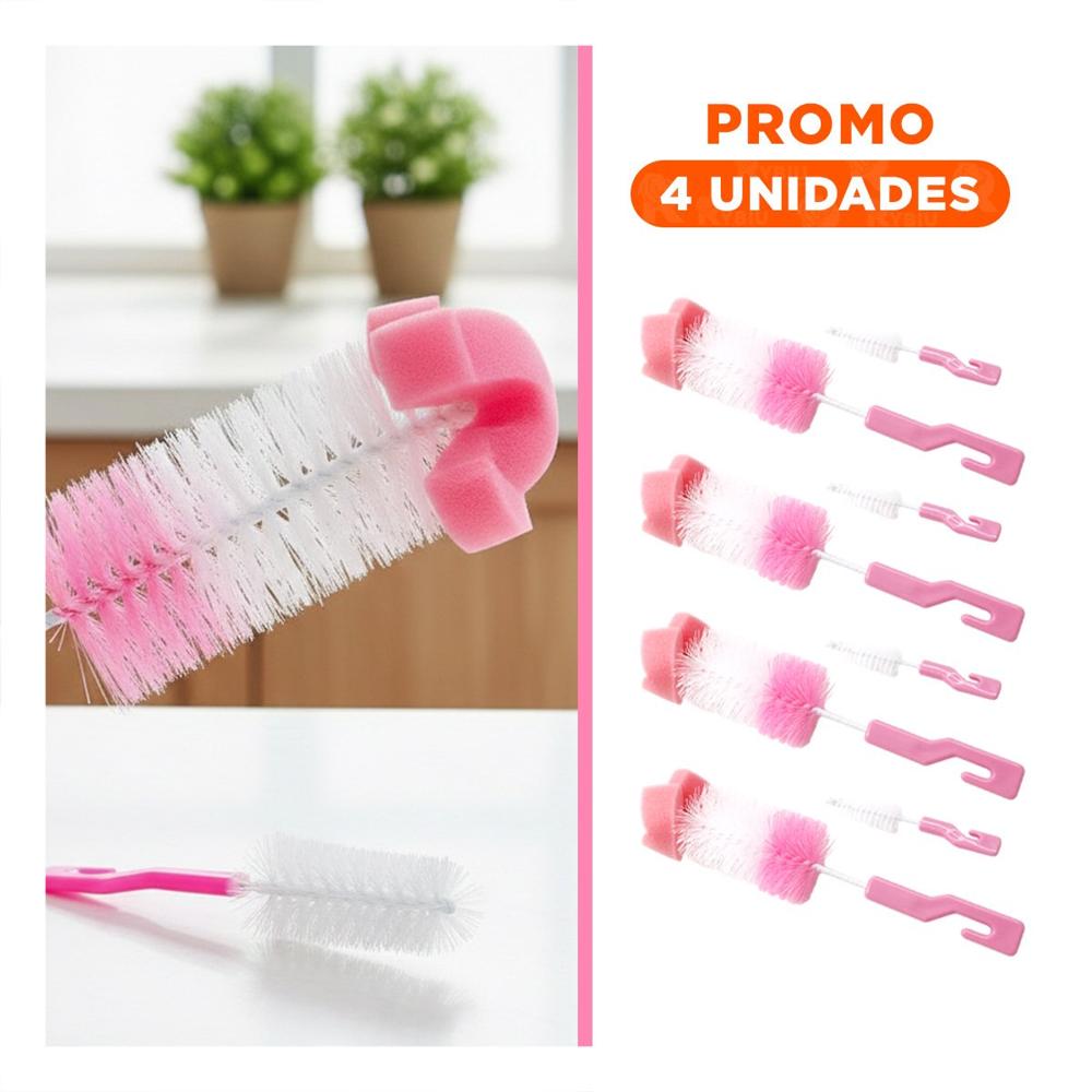 Pack4 Raspador Practico con Base para Limpieza Rapida 2pzs Base Rosado