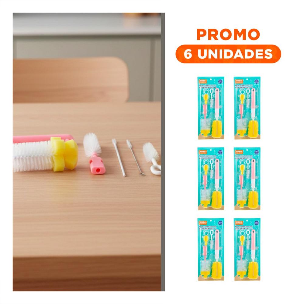 Pack6 Pincel con Base que Organiza y Protege Accesorios 6pzs Base Rosado Y Regalo Sticker