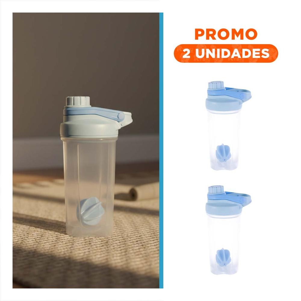 Pack2 Frasco Tomatodo Shaker 500ml Celeste para Bebidas y Hidratación Hogar YRegalo Sticker