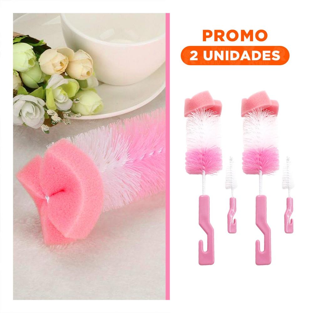 Pack2 Raspador para Mantener Tetinas y Vasos Impecables 2pzs Base Rosado Y Regalo Sticker